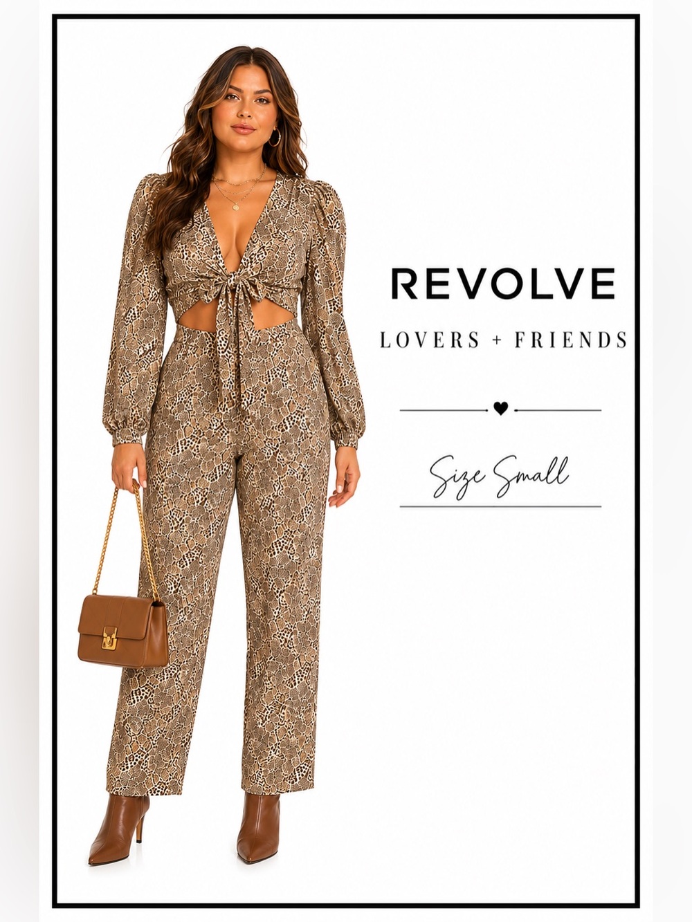 REVOLVE Lovers + Friends Animal Print Cutout Jumpsuit Size Small